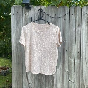 Old Navy‎ Everyday TShirt Women Tan Floral Print Short Sleeve Crew Neck Top